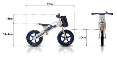 Kinderkraft, Runner, rowerek biegowy z akcesoriami, motocykl, biało-granatowy