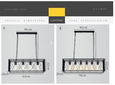 Loft, lampa wisząca industrialna, żyrandol, 4-punkty oświetleniowe