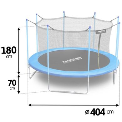 Neo-Sport, trampolina ogrodowa, z siatką wewnętrzną i drabinką, 13ft/404 cm