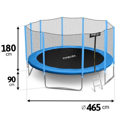Neo-Sport, trampolina ogrodowa, z siatką zewnętrzną i drabinką, 15ft/465 cm
