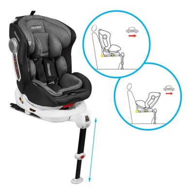 Ricokids, Stigo, fotelik samochodowy z daszkiem, obrotowy 360°, 0-36 kg, szary