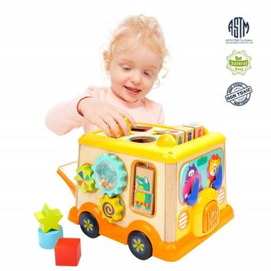 Top Bright, drewniany autobus, zabawka interaktywna