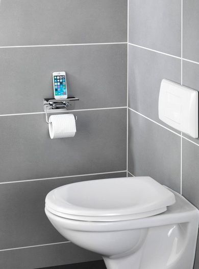 Wenko, uchwyt na papier toaletowy z półką na tablet, smartfon, 2w1