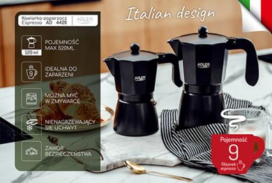 Adler, kawiarka, zaparzacz do kawy espresso, 520 ml