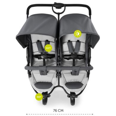 Hauck, Roadster Duo SLX, wózek bliźniaczy, grey/silver