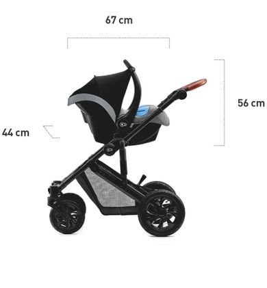 Kinderkraft, Prime, wózek wielofunkcyjny 3w1, szary