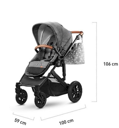 Kinderkraft, Prime, wózek wielofunkcyjny 3w1, szary
