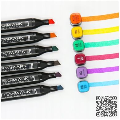 Rawmark, Basic Line, zestaw: 36 markerów + 5 stron kolorowanek