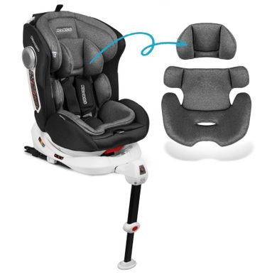 Ricokids, Stigo, fotelik samochodowy z daszkiem, obrotowy 360°, 0-36 kg, szary