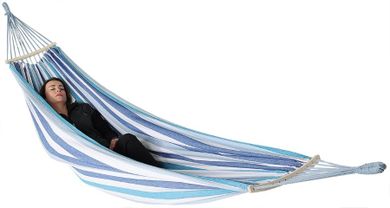Royokamp, hamak ogrodowy z drążkiem, 2-osobowy, XXL, niebieski, 250-150 cm