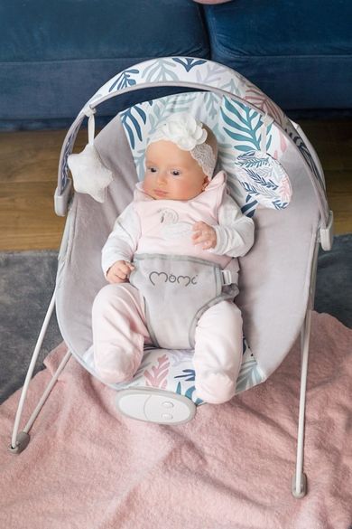 MoMi, Tuli, leżaczek bujaczek elektryczny, 3w1, liście