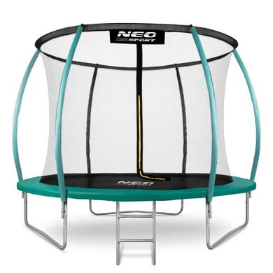 Neo-Sport, trampolina ogrodowa z siatką, profilowanymi słupkami i drabinką, 312 cm