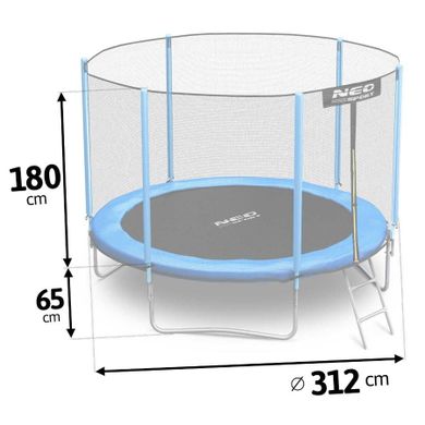 Neo-Sport, trampolina ogrodowa z siatką zewnętrzną i drabinką, 312 cm