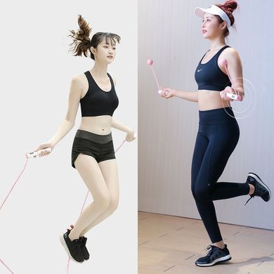 Profesjonalna skakanka crossfit z elektronicznym licznikiem LCD, różowo-biała