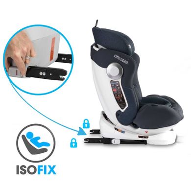 Ricokids, Stigo, fotelik samochodowy z daszkiem, obrotowy 360°, 0-36 kg, granatowy