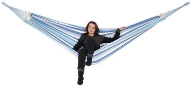 Royokamp, hamak ogrodowy z drążkiem, 2-osobowy, XXL, niebieski, 250-150 cm
