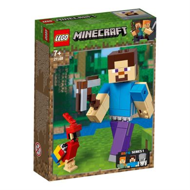 Zestaw promocyjny: LEGO Minecraft, Przygody na skale macierzystej, 21147 + GRATIS: LEGO Minecraft, Minecraft BigFig, Steve z papugą, 21148