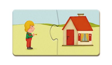 Zwierzęta i ich domki, dwuczęściowe puzzle, 20 elementów