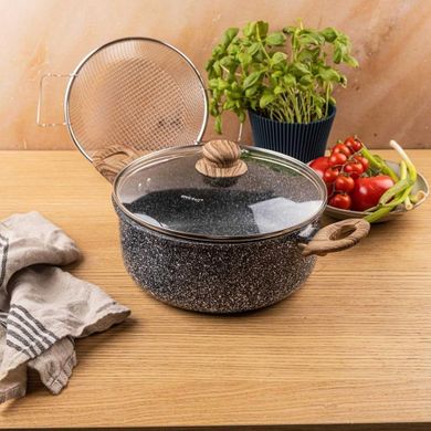 Kinghoff, garnek marmurowy z koszem do smażenia, 4l, kh-1985