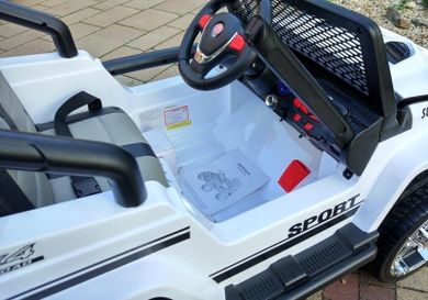 Lean Toys, Samochód Jeep, pojazd na akumulator, biały