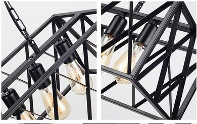 Loft, lampa wisząca industrialna, żyrandol, 4-punkty oświetleniowe