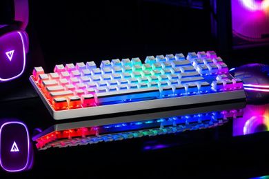 Modecom, Volcano Lanparty, Pudding Edition, klawiatura mechaniczna, biała RGB, niebieski przełącznik