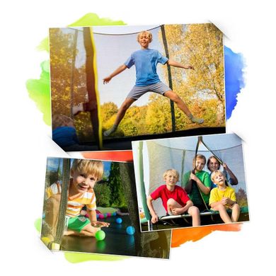 Neo-Sport, trampolina ogrodowa z siatką, profilowanymi słupkami i drabinką, 312 cm