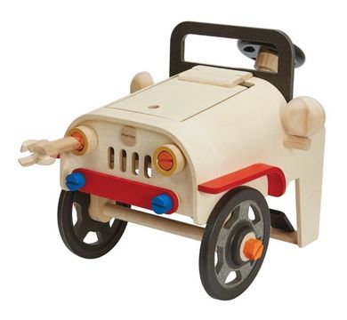 Plan Toys, Mały Mechanik, drewniany serwis samochodowy