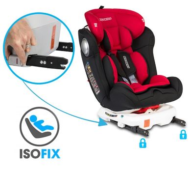 Ricokids, Spinway Pro, fotelik samochodowy, isofix, 0-36 kg, czerwony