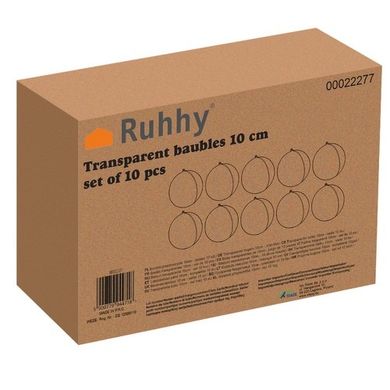 Ruhhy, bombki przezroczyste, 10 cm, 10 szt.