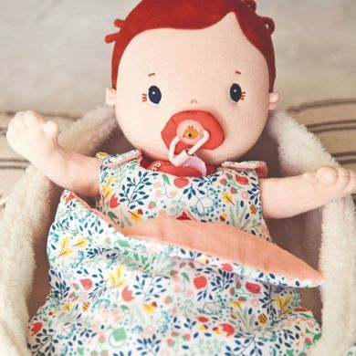 Lilliputiens, Kwiaty, koszyczek-nosidełko dla lalki z kocykiem i poduszką