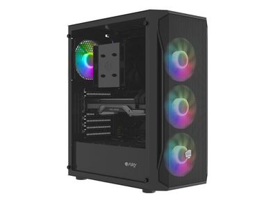 Natec, Fury Shobo SH4F RGB Midi Tower, obudowa komputerowa z oknem, czarna