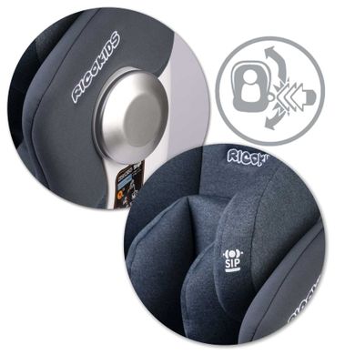 Ricokids, Stigo, fotelik samochodowy z daszkiem, obrotowy 360°, 0-36 kg, granatowy
