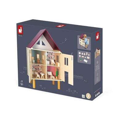 Janod, drewniany domek dla lalek, Twist, 11 elementów