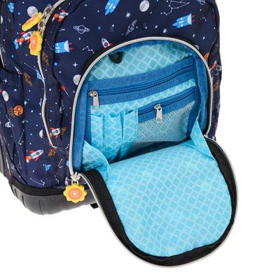 Kayokki, Plecak szkolny na kółkach i termiczny lunchbox, zestaw, granatowy, kosmos