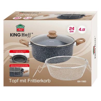 Kinghoff, garnek marmurowy z koszem do smażenia, 4l, kh-1985