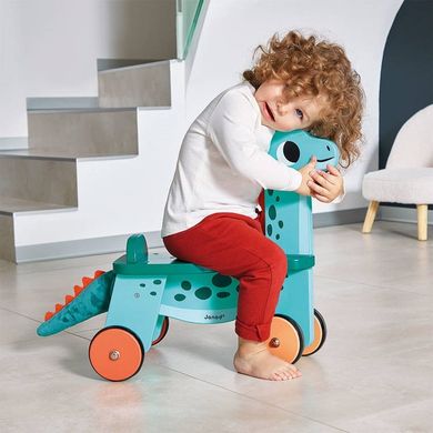 Janod, drewniany jeździk, dinozaury