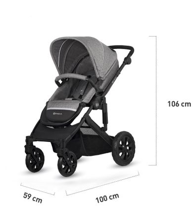 Kinderkraft, Prime Lite, wózek wielofunkcyjny 3w1, Grey