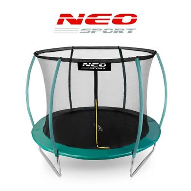 Neo-Sport, trampolina ogrodowa z siatką, profilowanymi słupkami i drabinką, 312 cm
