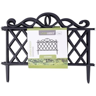 ProGarden, płotek ogrodowy, czarny, 5 elementów, 48-27 cm