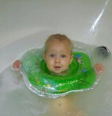 Baby Swimmer, dmuchany kołnierz do pływania z grzechotką, okrągły, 6-36 kg
