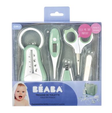 Beaba, kosmetyczka z akcesoriami do pielęgnacji niemowląt, sage green
