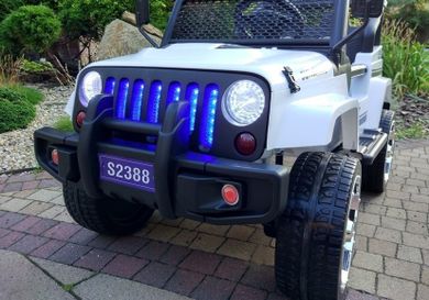 Lean Toys, Samochód Jeep, pojazd na akumulator, biały