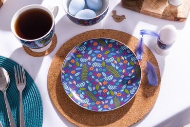 Altom Design, Folk, talerz deserowy, 20 cm, granatowy