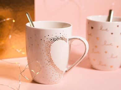 Altom Design, Heart Reflection, kubek baryłka, 300 ml, biały