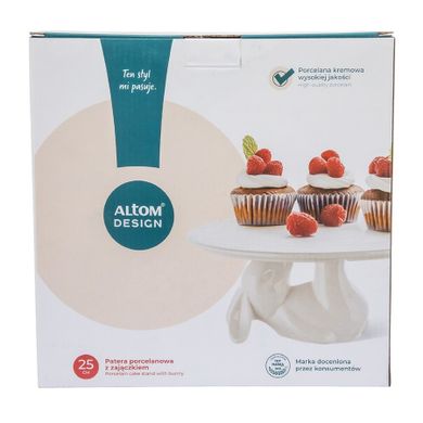 Altom Design, patera z zajączkiem, porcelana kremowa, 25-25-9 cm