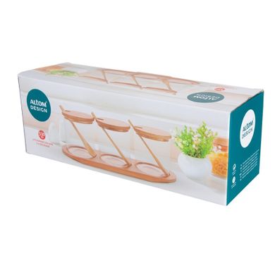 Altom Design, zestaw pojemników borosilikat z łyżeczkami na podstawce, 330 ml, 3 szt.