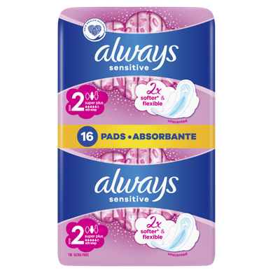 Always, Ultra Sensitive Long, podpaski ze skrzydełkami, rozmiar 2, 16 szt.