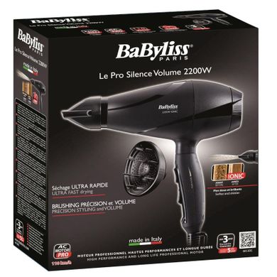 Babyliss, suszarka do włosów, Pro Silence 6613DE, 2200W, czarna