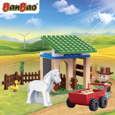 BanBao, Eco Farm, Mini Stajnia dla Koni, klocki plastikowe